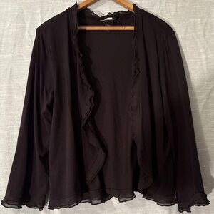 Studio 1940 Open Cardigan Shrug Black With Ruffled Edges Women’s Sz L